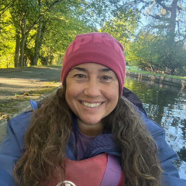 Headshot image of female in a kayak on a canal